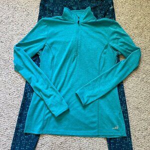 3/4 zip long sleeve activewear top - Turquoise - Size M - Sporty Chic Must Have!